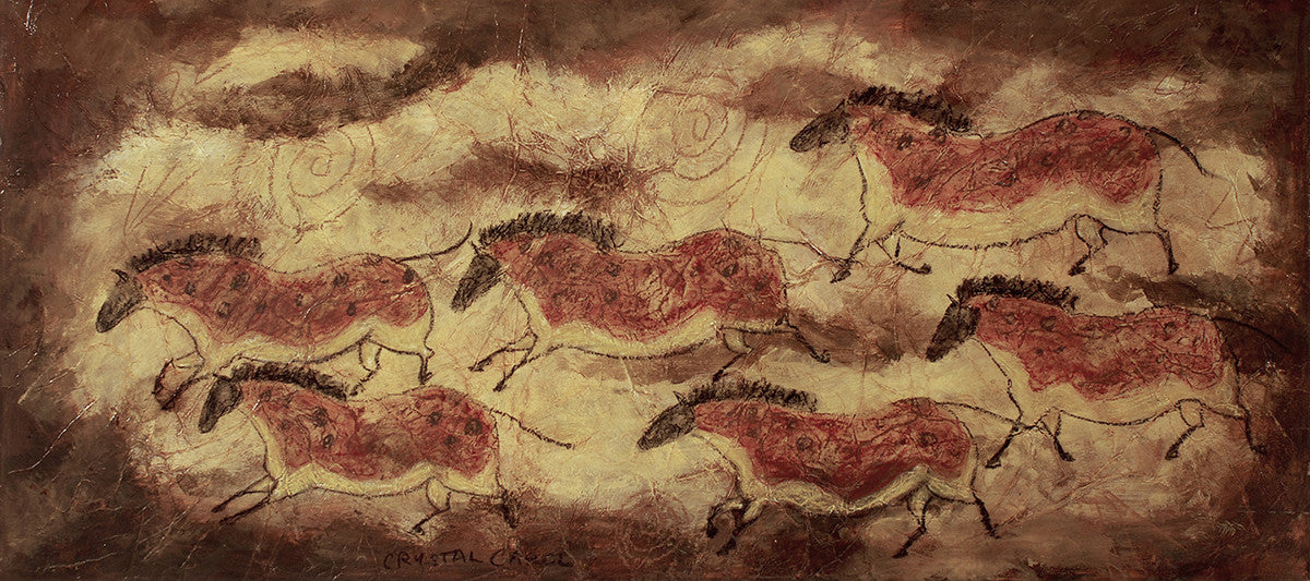 cave art, equine art, prehistoric art, horse art, cave ponies, cave horses, mixed media southwest art