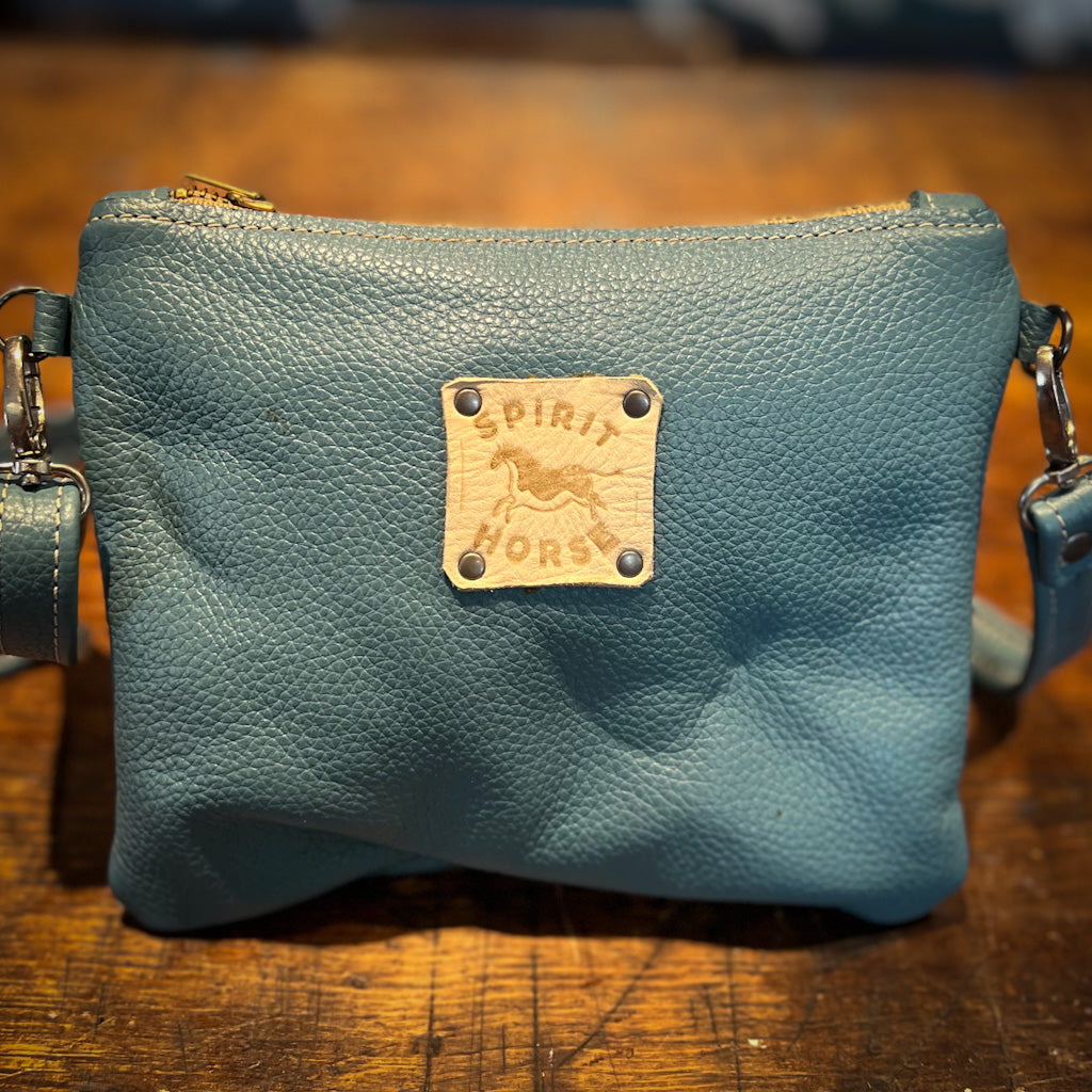 Small Crossbody Bag in Blue with Lady and Her Appies