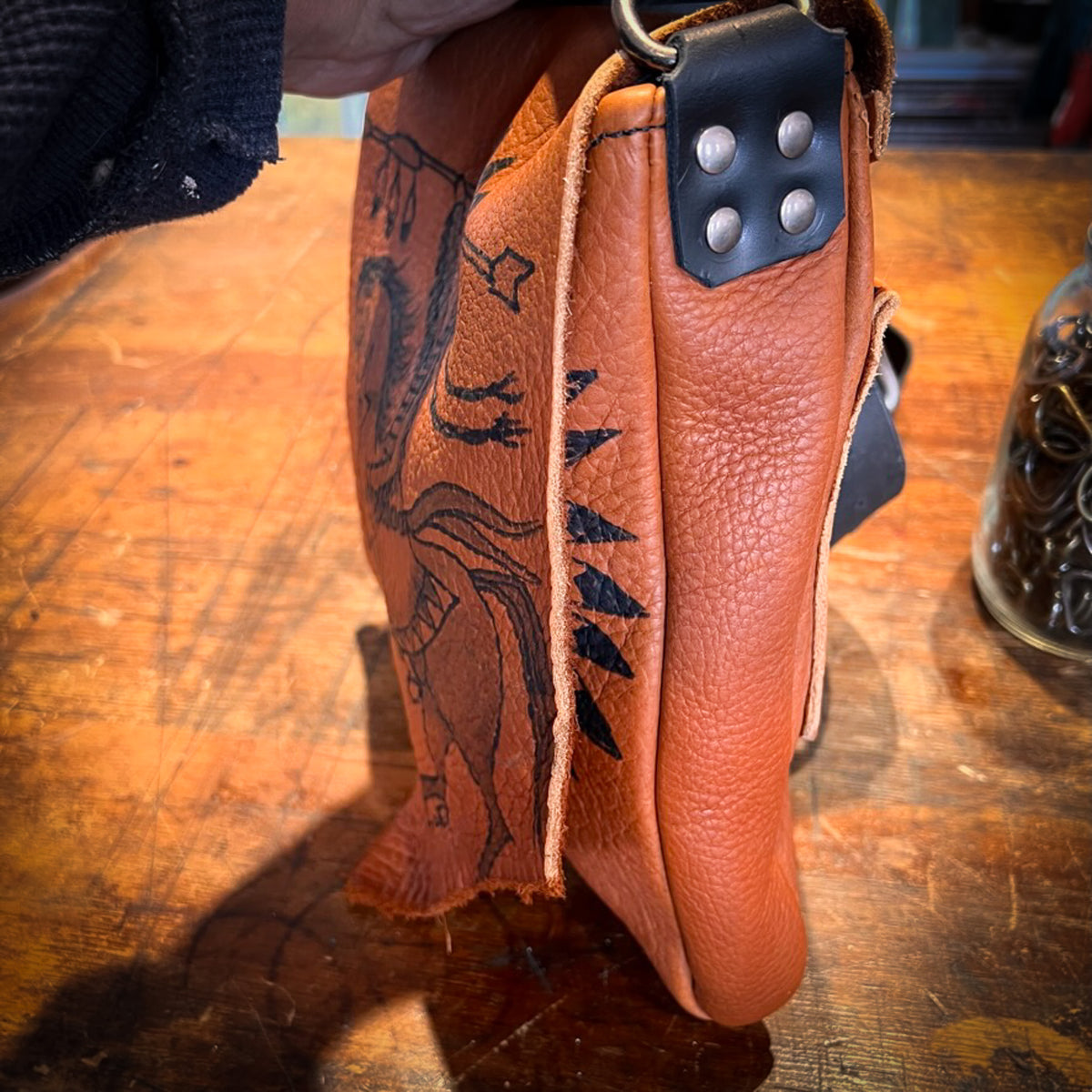 Caramel Bison Bag with Warrior