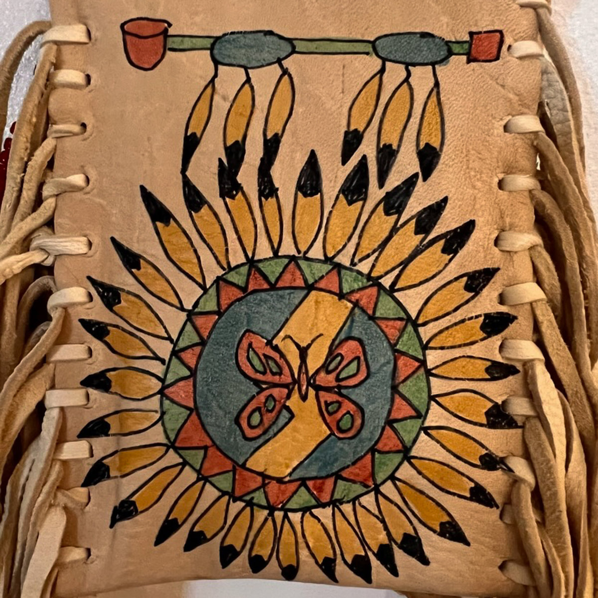 Medicine Bag--Deerskin Bag with Lady Riding her Red Appy