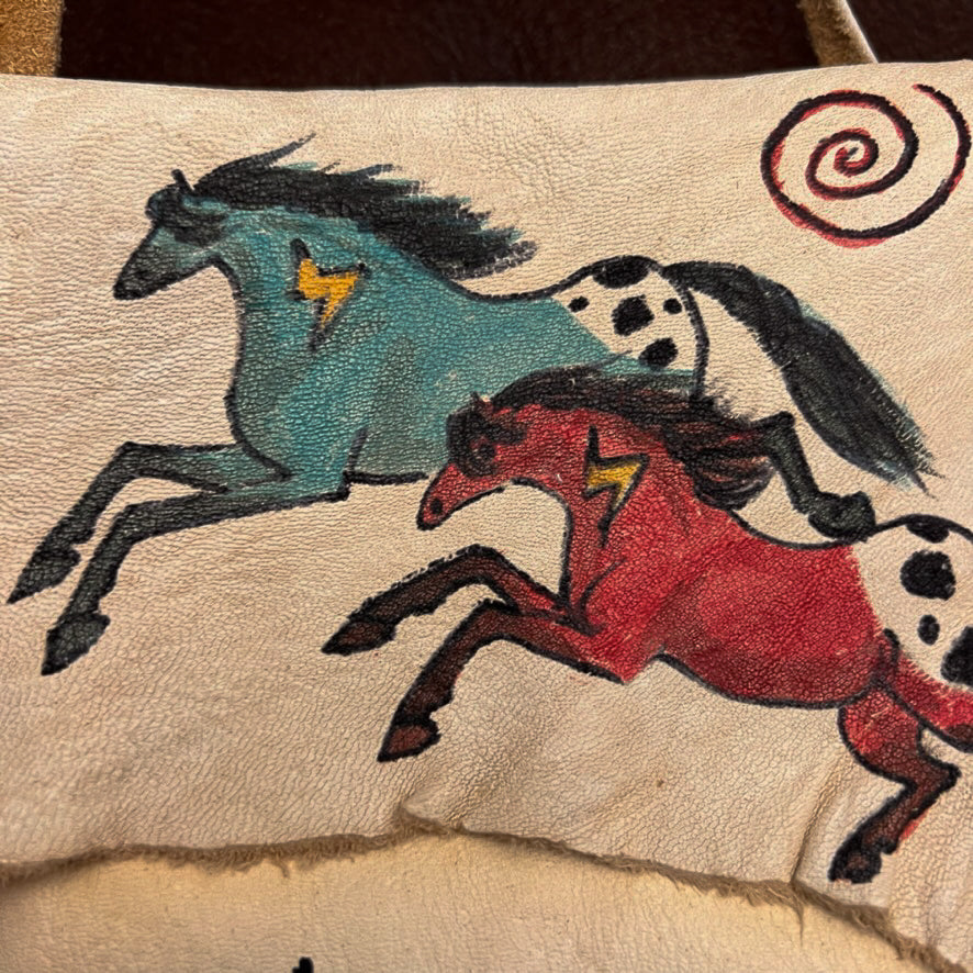 Possibles Bag with Red and Turquoise Apples