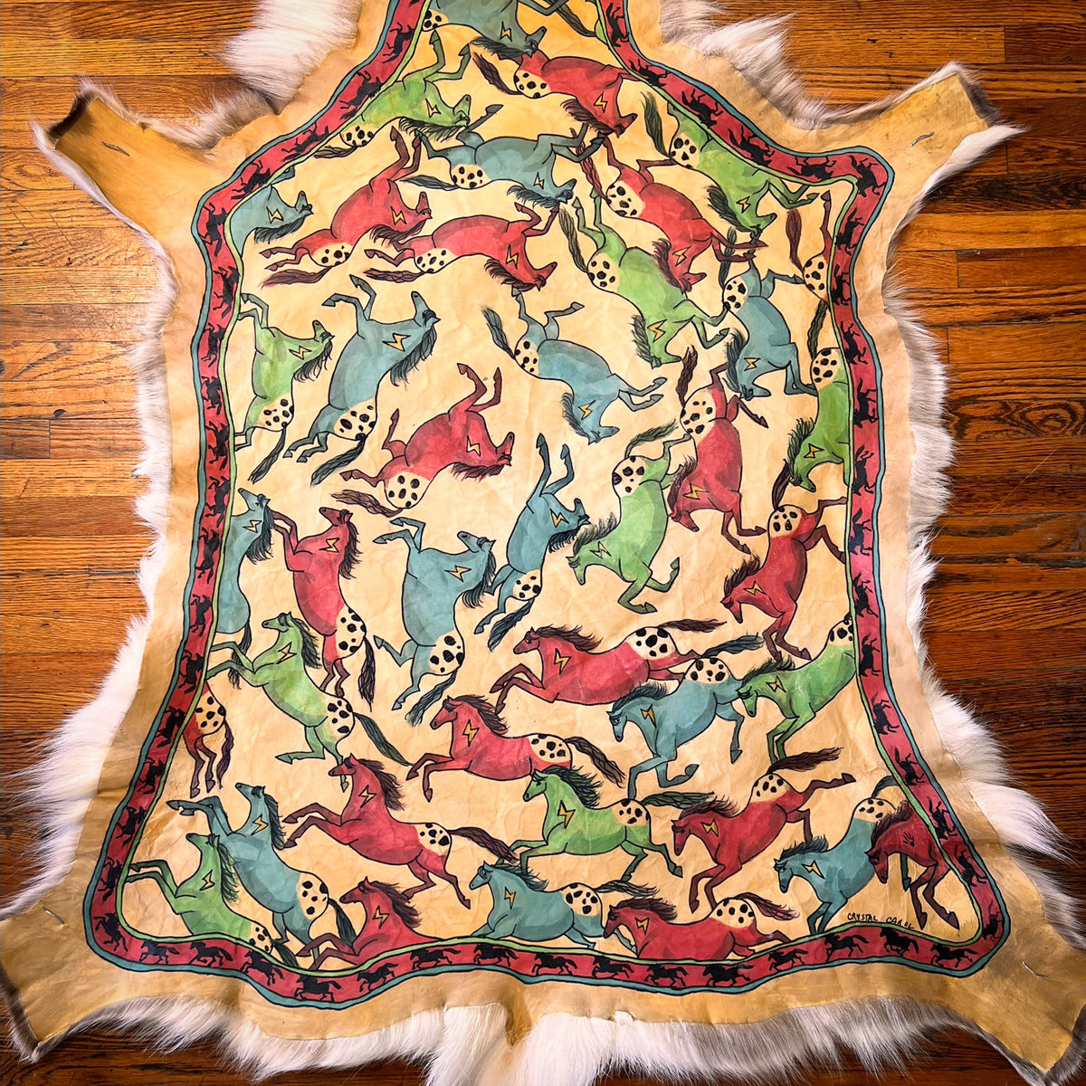Hide Painting-Caribou Hide-For the Love of Horses 2