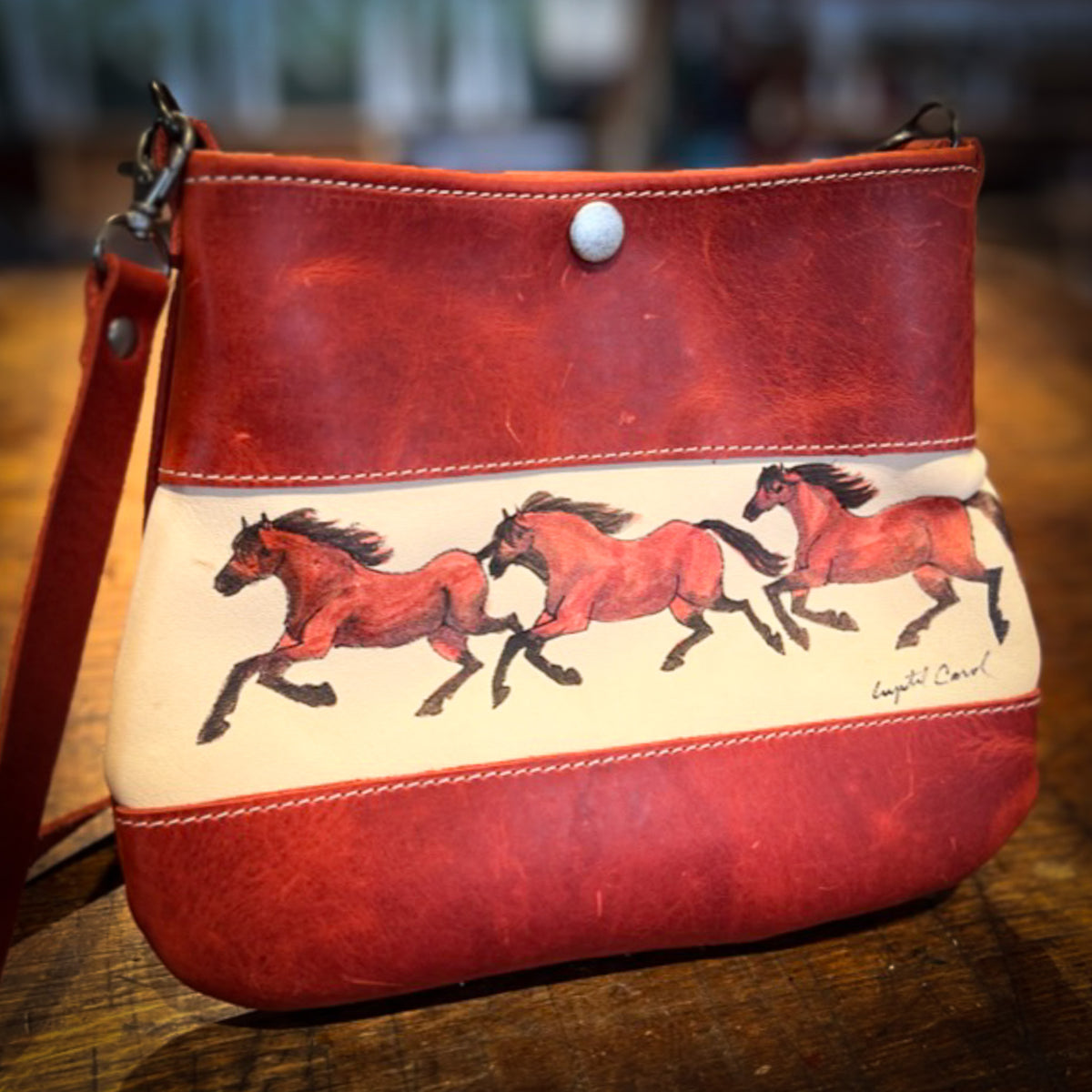 Pecos Bag with Three Running Bay Horses