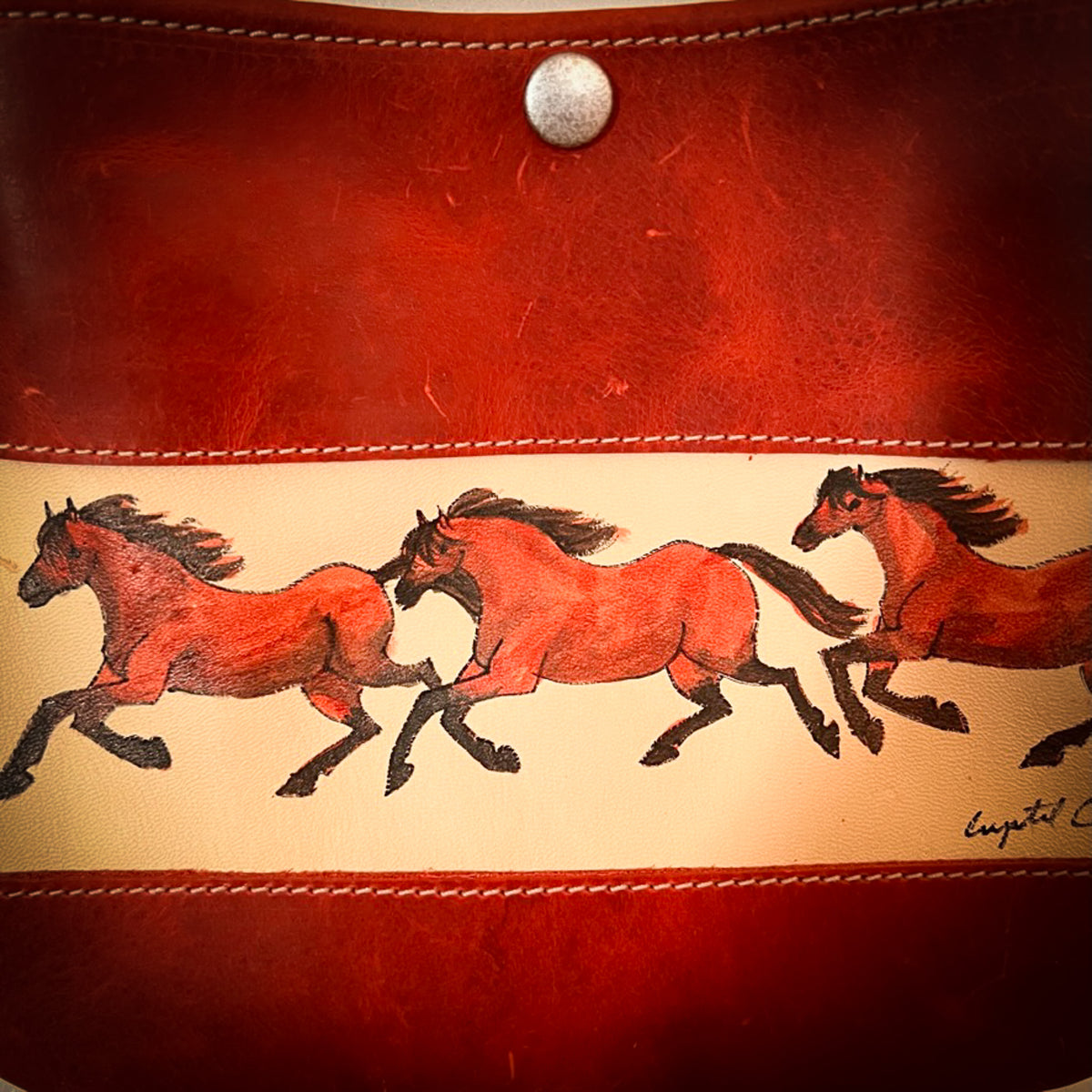 Pecos Bag with Three Running Bay Horses